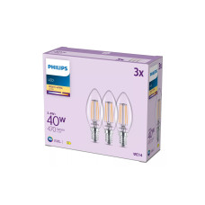 Philips LED Filament-Kerzenlampe ,40 W, B35 E14, 3-er Pack Philips LED Filament-Kerzenlampe ,40 W, B35 E14, 3-er Pack