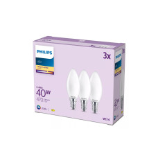Philips LED Filament-Kerzenlampe, Milchglas, 40W, B35, E14, 3er-Pack Philips LED Filament-Kerzenlampe, Milchglas, 40W, B35, E14, 3er-Pack