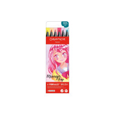 Caran d'Ache Filzstift Set Fibralo Brush Manga Shojo 6-teilig
