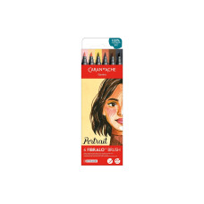 Caran d'Ache Filzstift Set Fibralo Brush Porträ mit 6 Farben