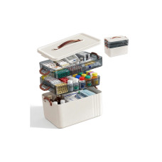 relaxdays Medizinbox aus Kunststoff Transparent/Weiss 24 x 33 x 22 cm relaxdays Medizinbox aus Kunststoff Transparent/Weiss 24 x 33 x 22 cm
