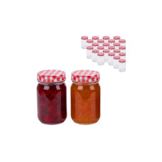 relaxdays Einmachglas mit Deckel Rot/Weiss 400 ml, 25 Stück relaxdays Einmachglas mit Deckel Rot/Weiss 400 ml, 25 Stück