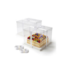 relaxdays Transparente Tortenbox Schleife 2 Stück