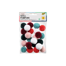 Folia Woll-Pompons ELEGANCE 24 Stück farbig sortiert 3.0 cm