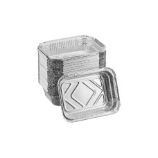 relaxdays Grillschalen Aluminium 50er Set eckig Silber