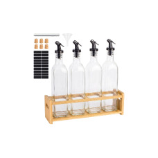 relaxdays Ölflaschen Set 4-teilig Glas Bambus 500 ml relaxdays Ölflaschen Set 4-teilig Glas Bambus 500 ml