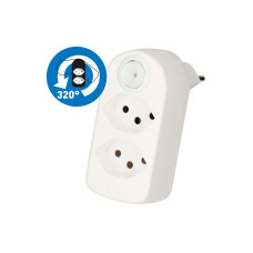 Max Hauri Mehrfachstecker ADAPT 2x Typ 13 weiss drehbar Schalter Max Hauri Mehrfachstecker ADAPT 2x Typ 13 weiss drehbar Schalter
