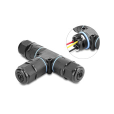 Delock Kabelverbinder T-Form 3 Pin IP68 wasserdicht Schwarz