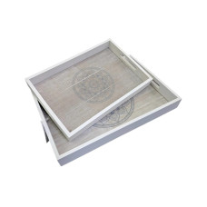 CHALET 2er Set Mandala-Tray Weiss Natur CHALET 2er Set Mandala-Tray Weiss Natur