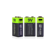 IILEER 9 V Lithium Akkus 350 mAh 2 Stück 350 mAh, 2 Stück