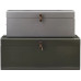 House Doctor Aufbewahrungsbox Metall / Leder, Grau / Grün