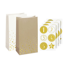 Heyda Adventskalender Set 18 x 9.7 x 6 cm, Gold/Natur/Weiss Heyda Adventskalender Set 18 x 9.7 x 6 cm, Gold/Natur/Weiss
