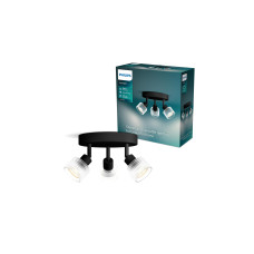 Philips Horen Aufbauspot 3x rund ohne Leuchtmittel GU10, schwarz