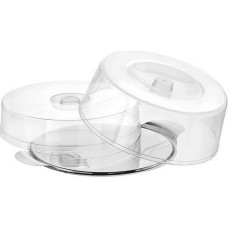 APS Tortenplatte Tortenplatte mit 2 Hauben Transparent/Silber APS Tortenplatte Tortenplatte mit 2 Hauben Transparent/Silber