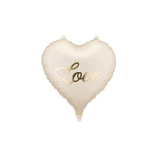 Partydeco PartyDeco Folienballon Herz Love Beige/Gold Partydeco PartyDeco Folienballon Herz Love Beige/Gold
