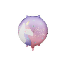 Partydeco Folienballon Happy Birthday 35 x 35 cm, Einhorn