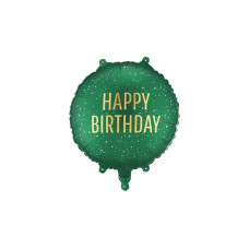 Partydeco Folienballon Happy Birthday 35 x 35 cm, Dunkelgrün
