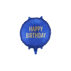 Partydeco Folienballon Happy Birthday 35 x 35 cm, Marineblau