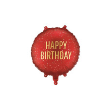 Partydeco Folienballon Happy Birthday 35 x 35 cm, Dunkelrot