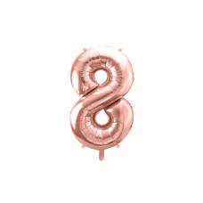 Partydeco Folienballon Ziffer 8 86 cm, Rosegold Partydeco Folienballon Ziffer 8 86 cm, Rosegold