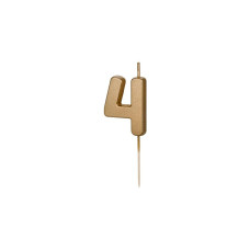 Partydeco PartyDeco Geburtstagskerze Ziffer 4 Gold 1 Stück Partydeco PartyDeco Geburtstagskerze Ziffer 4 Gold 1 Stück