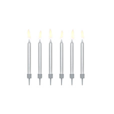 Partydeco PartyDeco Geburtstagskerzen Silber, 6er-Set 6 Stück Partydeco PartyDeco Geburtstagskerzen Silber, 6er-Set 6 Stück