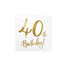 Partydeco PartyDeco Servietten 40th Birthday, 20er-Set 33 cm x 33 cm Partydeco PartyDeco Servietten 40th Birthday, 20er-Set 33 cm x 33 cm