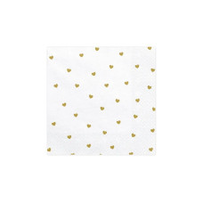 Partydeco Papierservietten Herzen Weiss/Gold, 33 x 33 cm, 20 Stück Partydeco Papierservietten Herzen Weiss/Gold, 33 x 33 cm, 20 Stück