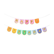 Partydeco Girlande Happy Birthday farbig, 163 x 12 cm