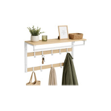 relaxdays Wandgarderobe 80 cm x 42 cm, Weiss/Braun relaxdays Wandgarderobe 80 cm x 42 cm, Weiss/Braun
