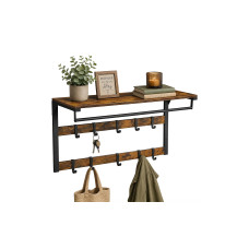 relaxdays Wandgarderobe 80 cm x 42 cm, Schwarz/Braun relaxdays Wandgarderobe 80 cm x 42 cm, Schwarz/Braun