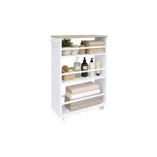 relaxdays Nischenordnungswagen 15 x 80 x 45 cm, Weiss/Braun relaxdays Nischenordnungswagen 15 x 80 x 45 cm, Weiss/Braun