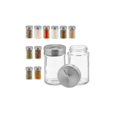 relaxdays Gewürzbehälter Transparent/Silber relaxdays Gewürzbehälter Transparent/Silber
