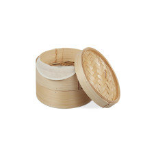 relaxdays Dampfgarer Bambus, 2 Etagen, mit Baumwolltüchern relaxdays Dampfgarer Bambus, 2 Etagen, mit Baumwolltüchern