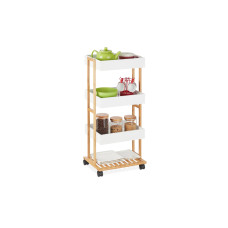 relaxdays Küchenwagen 40 x 88 cm, Weiss/Braun relaxdays Küchenwagen 40 x 88 cm, Weiss/Braun