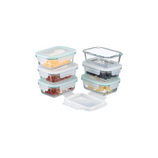 relaxdays Frischhaltedosen 0.37 l, Transparent/Weiss/Türkis