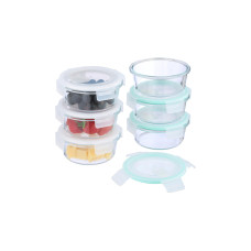 relaxdays Frischhaltedosen 0.4 l, Transparent/Weiss/Türkis