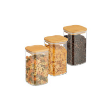 relaxdays Vorratsgläser 1.2 l, Transparent/Hellbraun relaxdays Vorratsgläser 1.2 l, Transparent/Hellbraun