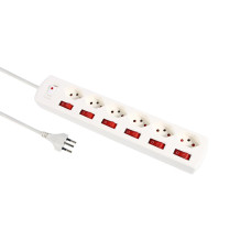 Schönenberger Steckdosenleiste Fix-Line+ MultiSwitch 6xT13, 2.0m Kabel
