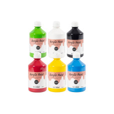 Creativ Company Acrylfarbe, glänzend, Primärfarben, 6 x 500 ml/ 1 Pck