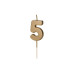 Partydeco PartyDeco Geburtstagskerze Ziffer 5 Gold 1 Stück Partydeco PartyDeco Geburtstagskerze Ziffer 5 Gold 1 Stück