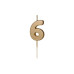 Partydeco PartyDeco Geburtstagskerze Ziffer 6 Gold 1 Stück Partydeco PartyDeco Geburtstagskerze Ziffer 6 Gold 1 Stück