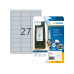 HERMA Silberfarbene Folie A4, 63,5 x 29,6 mm 675 Etiketten