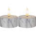 Star Trading LED Teelichter Set Flame Marble Ø 5.5 x 6 cm, Grau, 2 Stk
