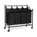 Songmics Wäschesammler mit 4 Fächern 120 l, Schwarz
