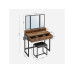 VASAGLE Schminktisch mit Hocker 90 x 141 cm, Braun/Schwarz