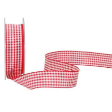 Spyk Geschenkband Vichy 25 mm x 20 m, Rot/Weiss