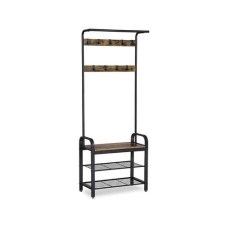 VASAGLE Garderobenständer mit Schuhablage 183 x 72 cm, Dunkelbraun