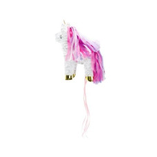 Partydeco Pinata Einhorn, 24.5 x 34 x 9 cm, Pink/Weiss, 1 Stück