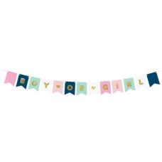 Partydeco Girlande Boy or Girl 1.75 m, in Blau/Gold/Rosa